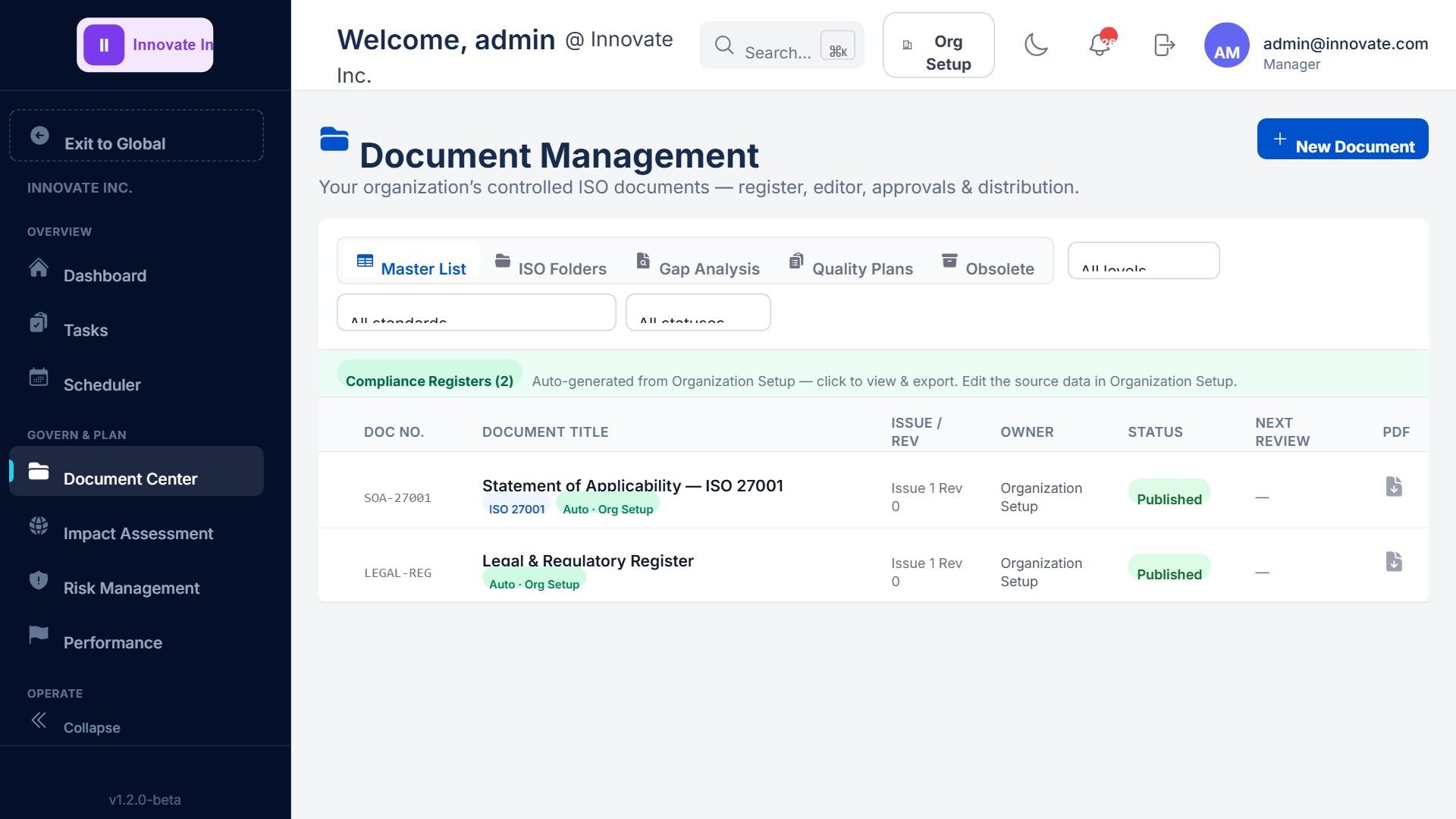 Structured execution in ISOXPERT Compliance360
