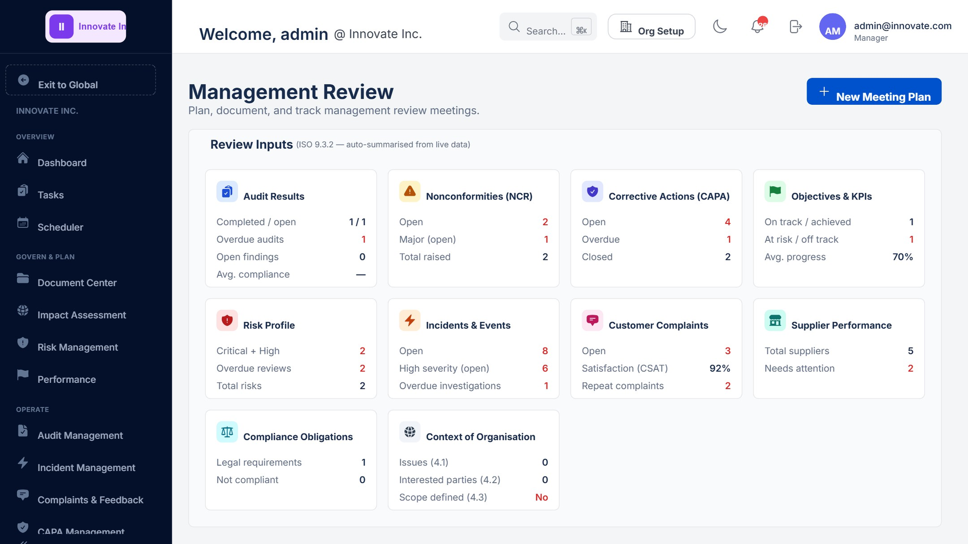 Supplier & compliance links in ISOXPERT Compliance360